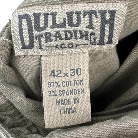 Duluth Trading Co Pants Mens 42x30 Flex Fire Hose Cargo Khaki Tan Work Utility - Picture 8 of 12